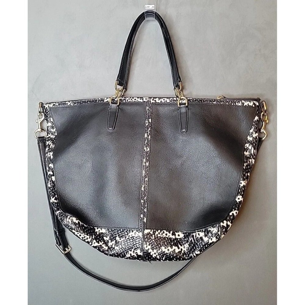 Coach Leather Bleecker Cooper Tote Shoulder Bag Black Python Top Zip - Picture 3 of 15